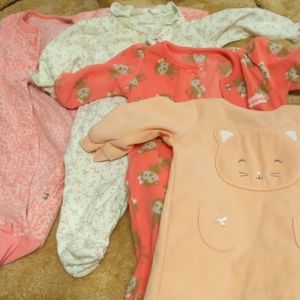Lot of 4 0-3 month Carter's one piece baby suits